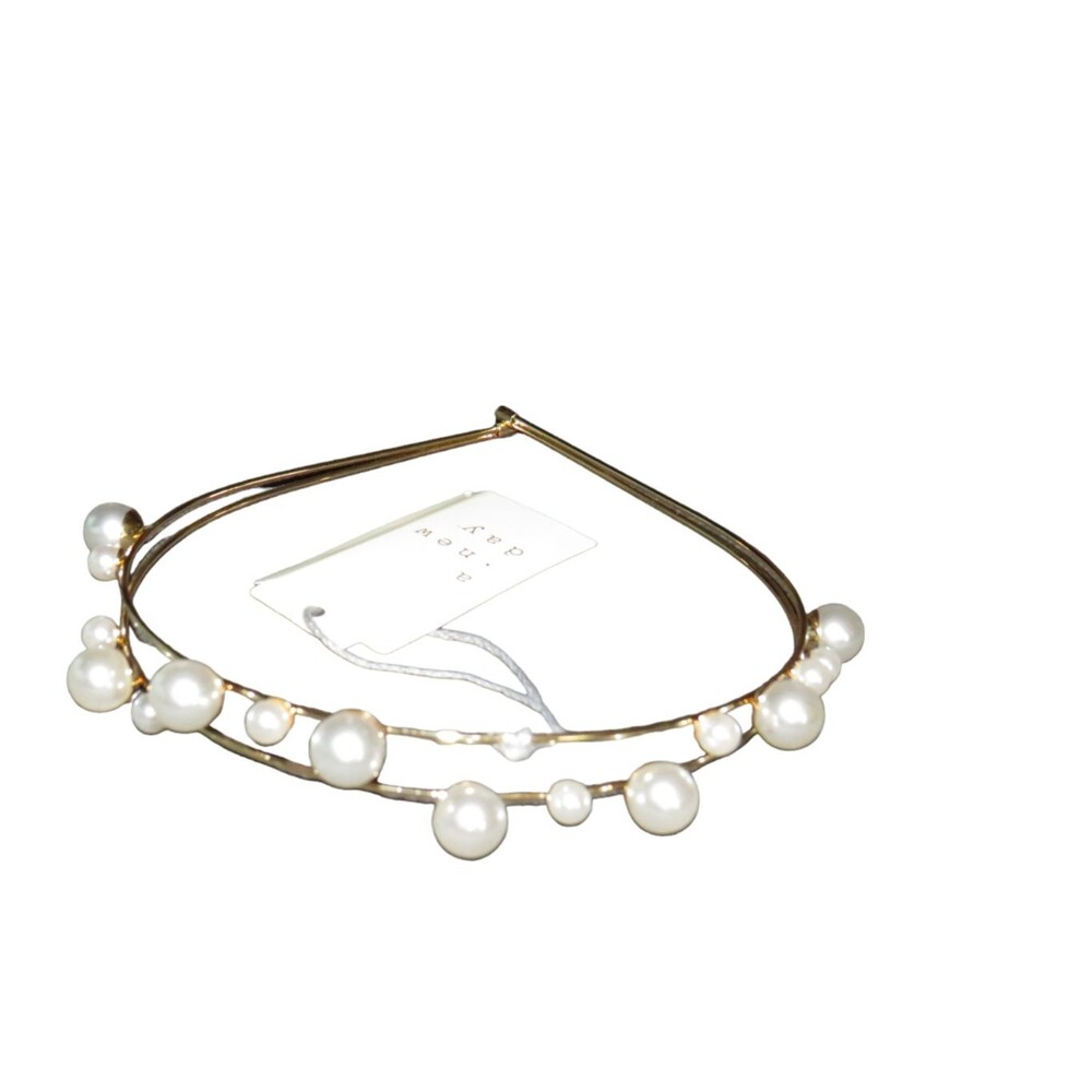 A New Day Gold Tone Faux Pearl Headband Bridal Prom